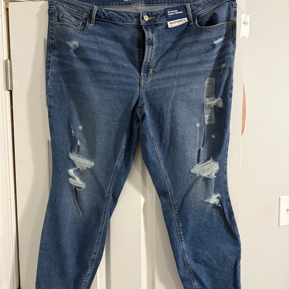 Old Navy Women's Distressed Skinny Jeans - Blue